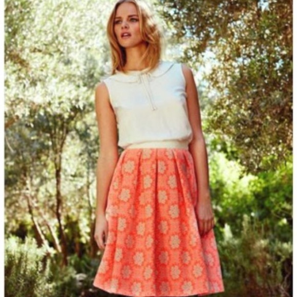 Boden Dresses & Skirts - Boden Arianna Bright Orange Floral A Line Skirt